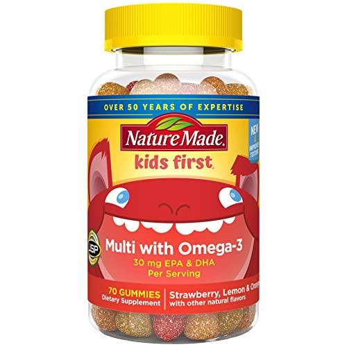 Nature Made First Multivitamin with Omega-3, Vitamins and Minerals for Nutritional Support, 70 Kids Gummies