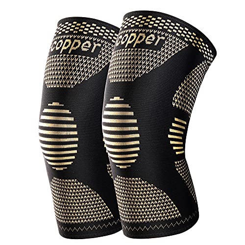 JHVW Copper Knee Braces for Knee Pain(2 pack)- Knee Compression Sleeve Support for Men & Women,Arthritis,Working Out