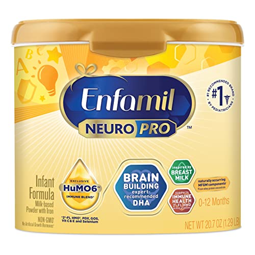 Enfamil NeuroPro Baby Formula, Triple Prebiotic Immune Blend with 2'FL HMO & Expert Recommended Omega-3 DHA, Inspired by Breast Milk, Non-GMO, Reusable Tub, 20.7 Oz (Packaging May Vary)