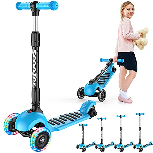 Banne Scooter Height Adjustable Lean to Steer Flashing PU Wheels 3 Wheel Kick Scooters for Kids Boys Girls