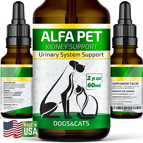 Alfa Pet Kidney Support for Dogs and Cat - Canine Urinary Tract Care w/Cranberry - Made in USA Dog Kidney Support - Cat Bladder Essentials (2 Oz)
