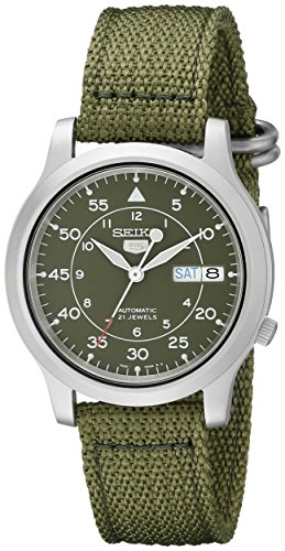 Men's SNK805 SEIKO 5 Automatic Stainless Steel Watch with Green Canvas