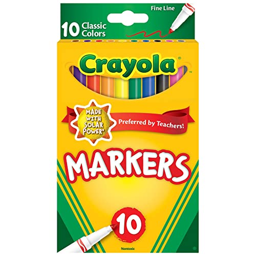 Crayola Original Marker Set, Fine Tip, Assorted Classic Colors, Set of 10