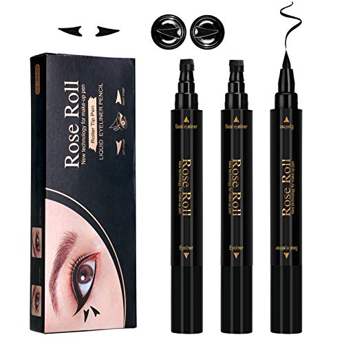 2PCS Erinde 2 in 1 Eyeliner Stamp Winged Beauty Wing Cat Eye Stamp, Waterproof Liquid Eyeliner pencil, Long Lasting and Smudgeproof Eyeliner Stamp Pencil, Easy to Use, Left and Right Wings Stamp(2pcs)