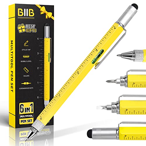 BIIB Valentines Day Gifts for Him, 6 in 1 Multitool Pen Tools Gadgets for Men Valentines Day Gifts for Husband, Birthday Gifts for Men Who Have Everything, Women, Husband, Grandpa, DIY Handyman