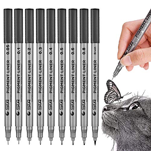 Precision Black Micro-Pen Fineliner Ink Pens, Archival Ink Micro-Line Pens, Illustration Pens, Multiliner Pens for Art Watercolor, Sketching, Anime, Manga,