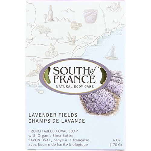 South Of France Bar Soap - Lavender Fields - French Milled Oval Soap - 6 oz (Pack of 4)