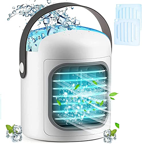 Portable Air Conditioner,3-in-1 Personal Air Cooler,Evaporative with Ice Packs,2500 mAh Battery