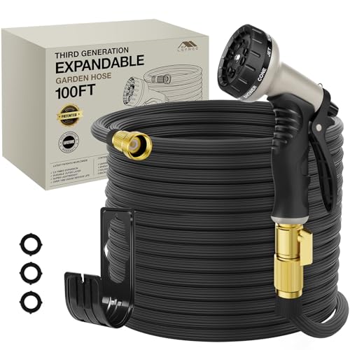 Lefree Garden Hose 100ft, Expandable Garden Hose Leak-Proof with 40 Layers of Innovative Nano Rubber,2024 Version/New Patented, Lightweight, No-Kink Flexible Water Hose (Black)