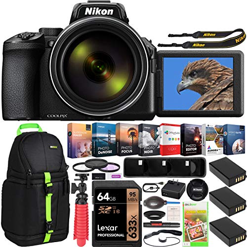 Nikon COOLPIX P950 Compact Digital Camera with 83x Optical Zoom Super Telephoto Lens Bundle Including Triple Battery + Deco Gear Backpack Bag Case + Filter Kit + Photo Video Software and Accessories