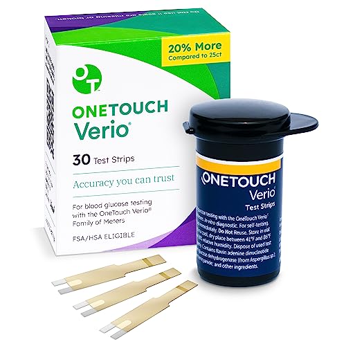 OneTouch Verio Test Strips for Diabetes Value Pack for Blood Sugar Monitor at Home | 1 Pack, 30 Strips Per Pack