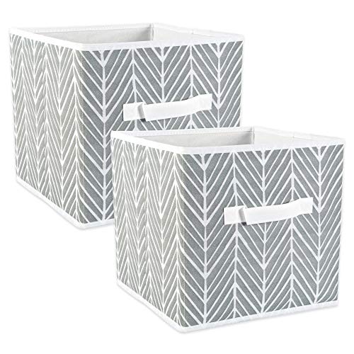 DII Non Woven Storage Collection Polyester Herringbone Bin, Small Set of 2, Gray, 2 Piece