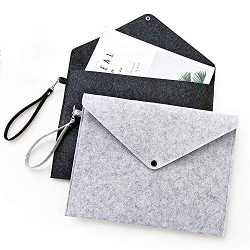 File folders-Felt Folder Expanding File Folder Portable Felt Holder documents Envelope Luxury Office Durable Briefcase Document Bag Paper Portfolio Case Letter Envelope A4 Folders (with Lanyard)