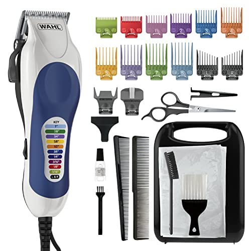 Wahl Clipper Color Pro Complete Haircutting Kit with Easy Color Coded Guide Combs - Corded Clipper for Trimming & Grooming Men, Women, & Children - Model 73900-1001M
