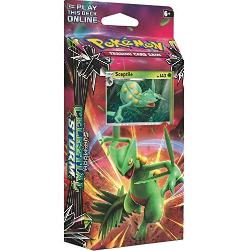 Pokemon TCG: Sun & Moon Celestial Storm | Leaf Charge Theme Deck | Grass & Lightning Power | 60 Card Deck featuring Sceptile | Collectible Trading Card Set