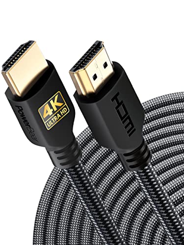 PowerBear 4K HDMI Cable 25 ft | High Speed Hdmi Cables, Braided Nylon & Gold Connectors, 4K @ 60Hz, Ultra HD, 2K, 1080P, ARC & CL3 Rated | for Laptop, Monitor, PS5, PS4, Xbox One, Fire TV, & More