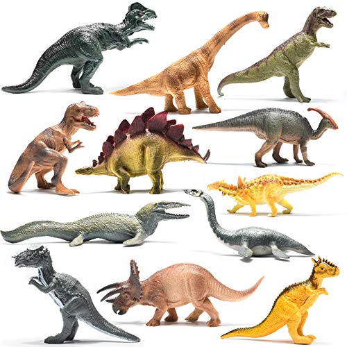 PREXTEX Realistic Looking 10' Dinosaurs Pack of 12 Large Plastic Assorted Dinosaur Figures