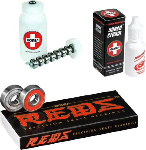 Bones Reds Precision Skate Bearings - Speed Cream & Cleaning Unit Combo