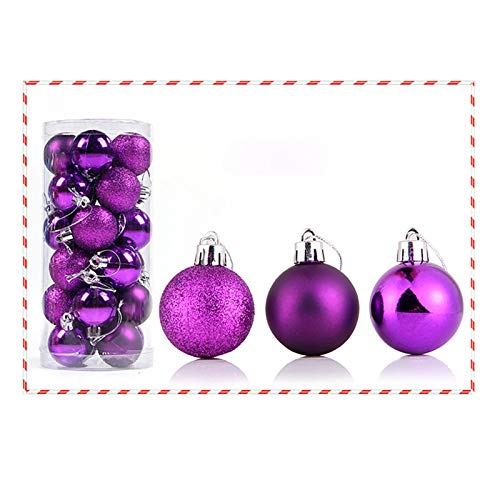 Shan-S 24pcs 30mm Christmas Ball Bauble Shatterproof Seasonal Decor Hanging Home Party Ornament with Reusable Hand-held Gift Package for Holiday Xmas Tree Decorations for Christmas Tree