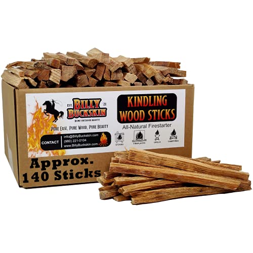 Kiln Dried Kindling Wood Sticks, Firewood Kindling Fire Stick Perfect Fire Starter for Campfires, Fire Pit, Indoor & Outdoor Fireplace, All-Natural -Approx. 140 Fire per Box by Billy Buckskin Co.