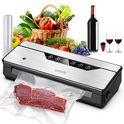 OMOTE Vacuum Sealer Machine, Dry, Moist & Pulse Modes for Food Storage, Handheld Portable Design, Easy to Operate with Built-in Cutter, Paper Bag Storage and Starter Kit