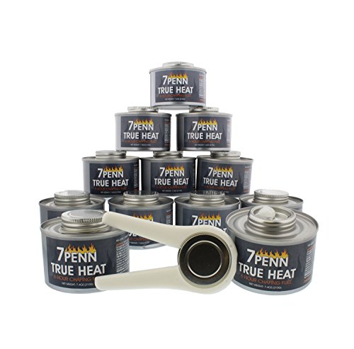 7Penn Chafing Fuel Cans with Opener - 12pk 6hr Canned Heat Fondue Fuel Burners for Chafing Dish Warmer for Food Party