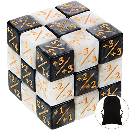 24 Pieces Dice Counters Token Dice Loyalty Dice Marble D6 Dice Cube Compatible with MTG, CCG, Card Gaming Accessory