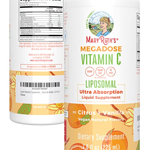 MaryRuth's Vitamin Liposomal for Women and Men | 500mg Vitamin C Liquid | Sugar Free | Immune Support and Overall Health | Vegan | Non-GMO | Gluten Free | 7.6 Fl Oz