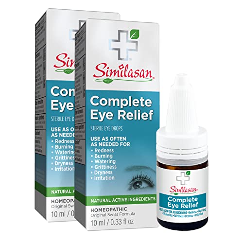 Similasan Complete Eye Relief Eye Drops Bottle, for Temporary Relief from Red Eyes, Dry Eyes, Burning Eyes, Watery Eyes, 0.33 Fl Oz (Pack of 2)