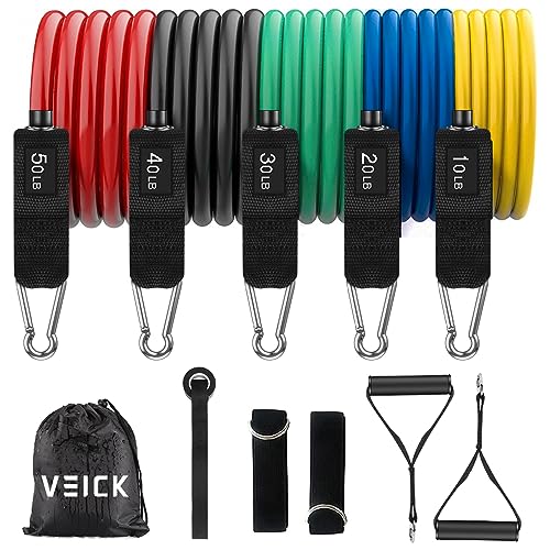 VEICK Resistance Bands, Exercise Bands, Workout Bands, Resistance Bands for Working Out with Handles for Men and Women, Exercising Bands for Strength Training Equipment at Home