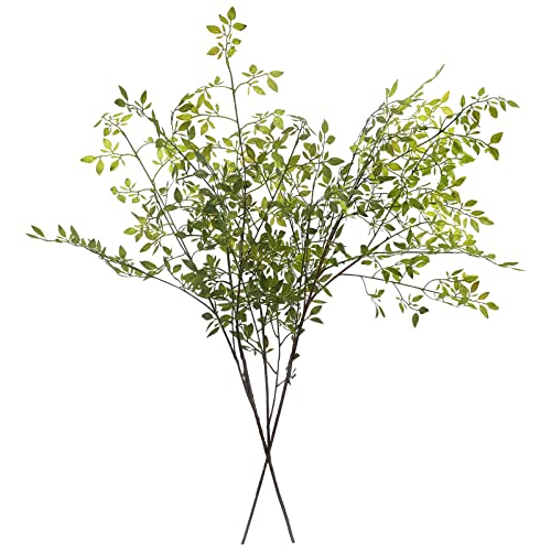 Melorca&Guilla Artificial Plants,2PCS 43.3' Green Nandina Faux Branches for Vase,Artificial Plants for Shop Garden Office Home Décor