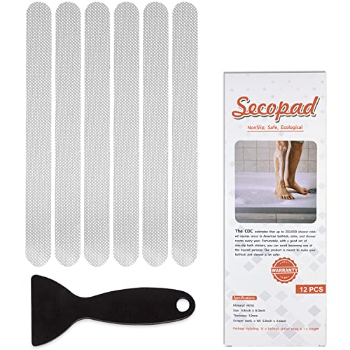 Secopad Anti Slip Shower Stickers 24 PCS Safety Bathtub Strips Adhesive Decals with Premium Scraper for  Bath Tub Shower Stairs Ladders Boats