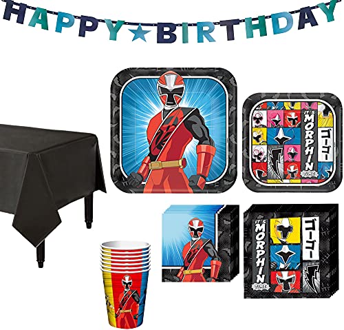 Party City Power Rangers Ninja Steel Party Kit, Includes Tableware, Tablecloths and Decor; 8 Guests