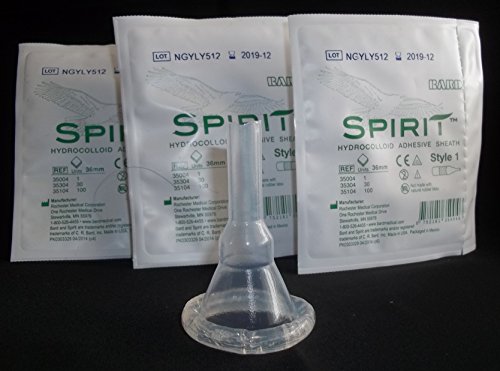10 -Pack Spirit Condom Catheters Hydrocolloid Sheath Style 1, 29mm Medium Rochester/Bard