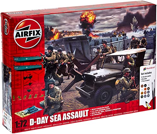 Airfix D-Day Sea Assault 1:72 WWII Military Diorama Plastic Model Gift Set A50156A , Navy