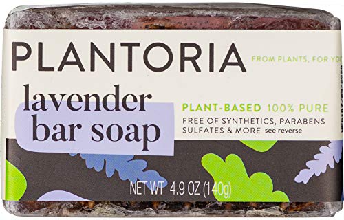 Plantoria Lavender Natural Soap Bar | Soothing Plant Based Pure Body Soap | Calming Anti Fungal Soap for Men & Women With Lavender, Rosemary, Sunflower, Coconut, Shea Butter