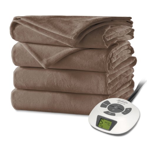 Sunbeam Velvet Plush Heated Blanket, ChoiceTouch Controller, Full Size, Cocoa