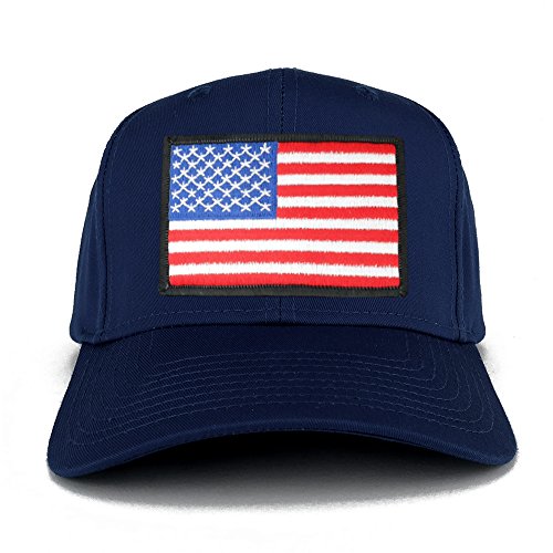 Armycrew XXL Oversize White Black Border USA Flag Patch Solid Baseball Cap - Navy