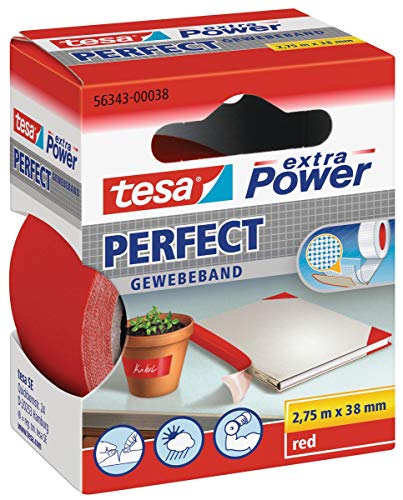 tesa UK Extra Power Multi-Purpose Cloth Tape 2.75 m x 38 mm - Red