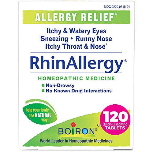 Boiron RhinAllergy for Relief of Allery Symptoms Such as Sneezing, Runny Nose, Itchy Throat, and Burning or Irritated Eyes - Non-Drowsy - 120 Count (Pack of 1)