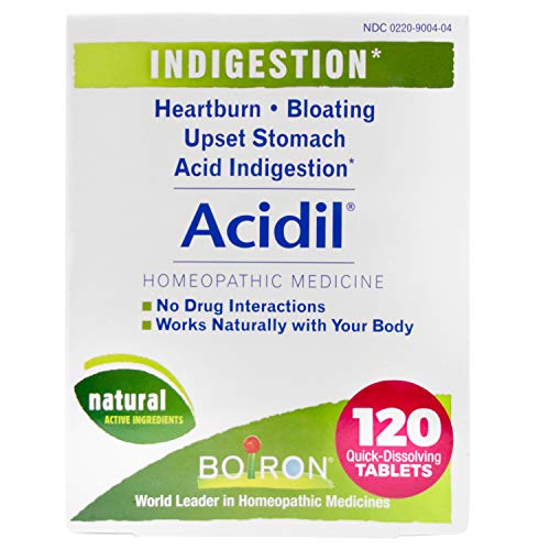 Boiron Acidil for Relief of Acid Reflux, Heartburn, Indigestion, and Upset Stomach - 120 Count (Pack of 2)