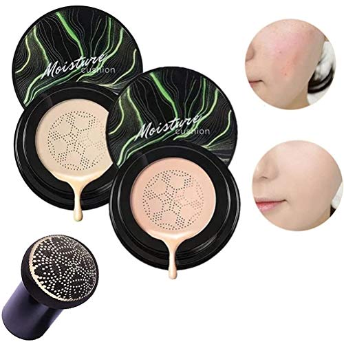 CHENTIAN Mushroom Head Air Cushion CC Cream Gives You A Flawless, Non-cakey Makeup and Concealing Experience,Easy to Apply, Thin, Moist, Lasting (Natural +Lvory)