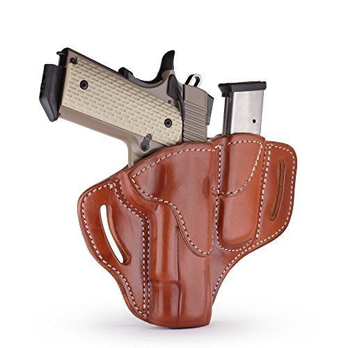 1791 GUNLEATHER 1911 Holster, Right Hand OWB Leather Gun Holster for belts fits all 1911 models with 4' and 5' barrels (Combo Classic Brown)