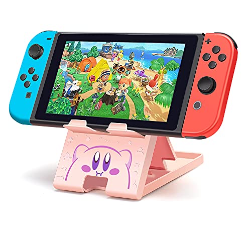 FXICAI Busjoy Stand for Nintendo Switch, Steam Deck, Switch OLED, Switch Lite, Cute Kawaii Angle Adjustable Holder, Portable Foldable Non-Slip Bracket-Pink