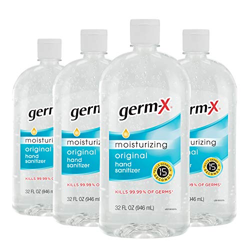 Germ-X Original Hand Sanitizer, Moisturizing Gel with Vitamin E, No Rinse Formula, Large Family-Size Flip Top Bottle, 32 Fl Oz (Pack of 4)