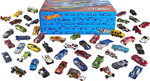 Hot Wheels Set of 50 Toy Trucks & Cars in 1:64 Scale, Individually Packaged Vehicles (Styles May Vary) (Amazon Exclusive)