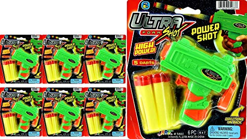 JA-RU Ultra Foam Kids Small Elite Pistol Toy Gun Blaster (6 Toy Guns) w/ 5 Soft Mini Foam Bullet Dart. Shooter Game for Boys & Girls. Party Favors Birthday Goodie Bag Bulk Set Party Supplies. 5483-6p