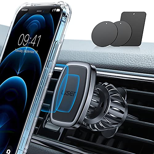 LISEN Magnetic Phone Holder for Car, [Easily Install] Car Phone Holder Mount [6 Strong Magnets] Cell Phone Holder for Car Case Friendly iPhone Car Holder Compatible with All Smartphones & Tablets