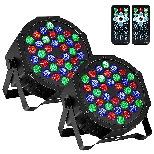 Litake DJ Par Lights, RGB 36 LED Stage Lights Sound Activated,Remote & DMX Controlled LED Uplights,7 Modes Uplighting for Dance Party Church Wedding Birthday Holiday Music Show-2 Pack