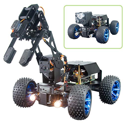 Adeept PiCar-Pro Raspberry Pi Smart Robot Car Kit Programming 2-in-1 4WD Car Robot with 4-DOF Robotic Arm,Electronic DIY Robotics Kit for Teens and Adults Compatible Pi 4B Model 3B 3B+